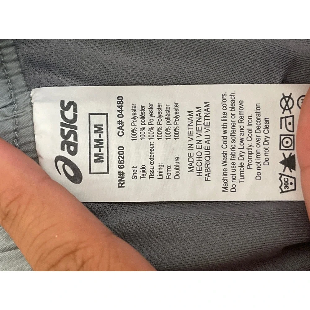 ASICS Mens Running Shorts Grey Lime Green Lined Athletic Gym Shorts Size Medium